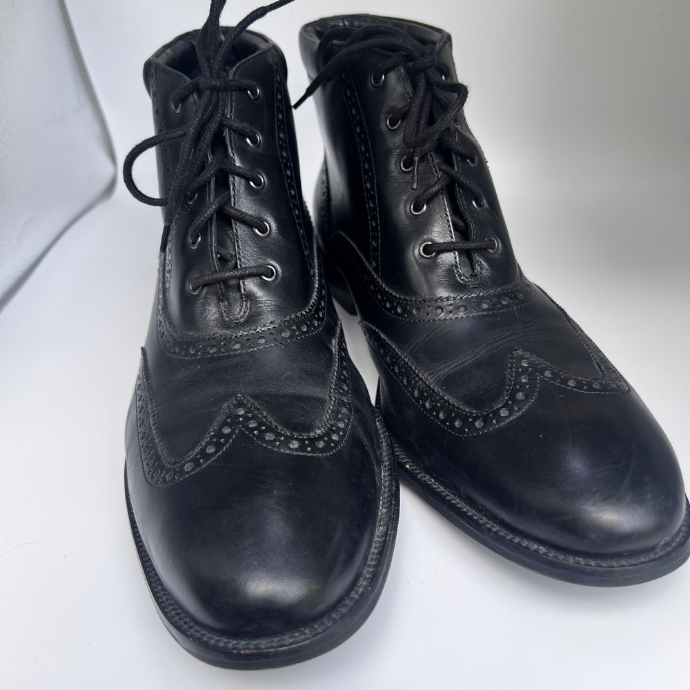 Cole Haan Wingtip Boots Mens 11.5 M Black Leather Dress Brogue Lace Up - Picture 7 of 10